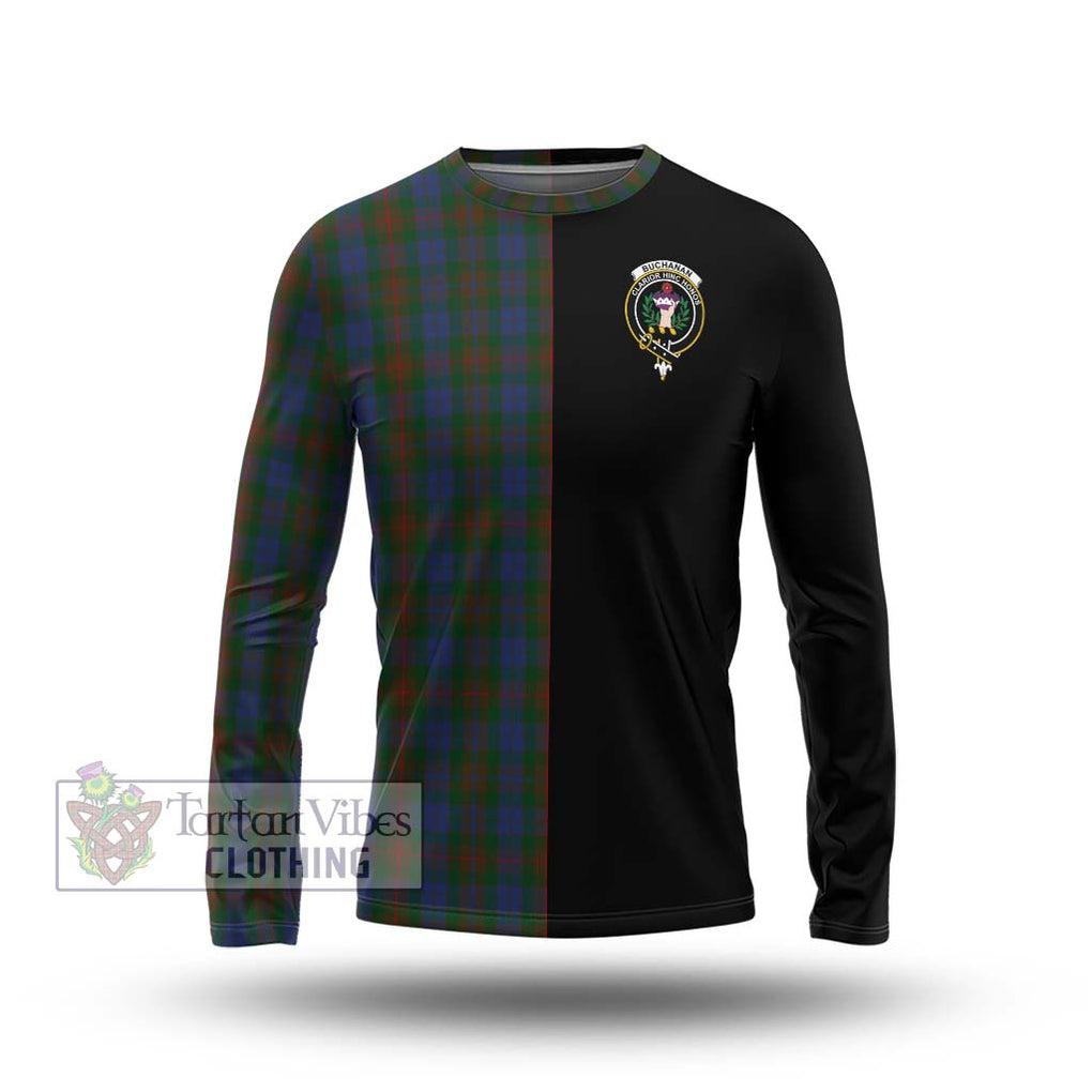 Buchanan Hunting Tartan Long Sleeve T-Shirt with Family Crest and Half Of Me Style Unisex - Tartanvibesclothing Shop