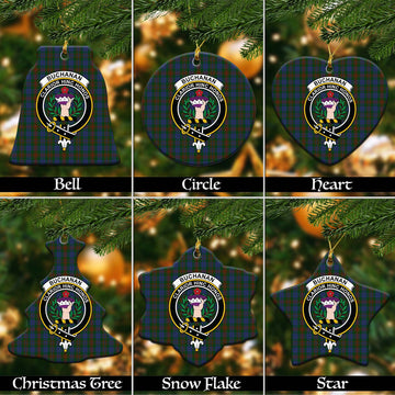 Buchanan Hunting Tartan Christmas Ceramic Ornaments with Family Crest