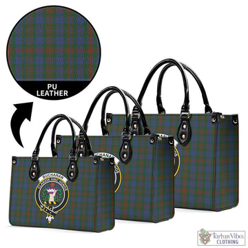 Buchanan Hunting Tartan Luxury Leather Handbags with Family Crest