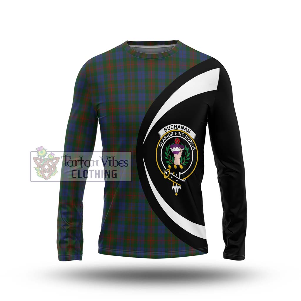 Buchanan Hunting Tartan Long Sleeve T-Shirt with Family Crest Circle Style Unisex - Tartan Vibes Clothing