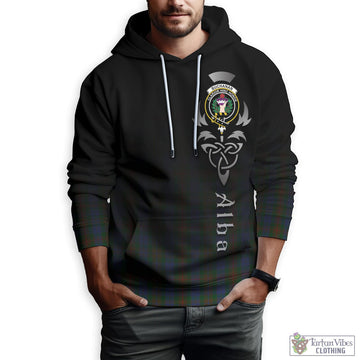 Buchanan Hunting Tartan Hoodie Featuring Alba Gu Brath Family Crest Celtic Inspired