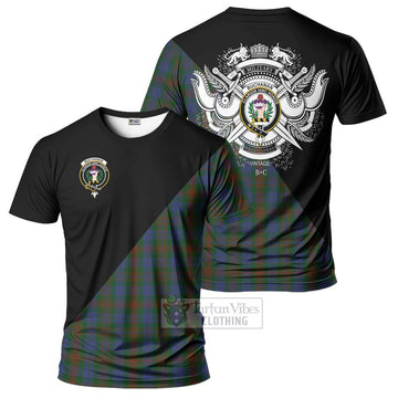 Buchanan Hunting Tartan T-Shirt with Family Crest and Military Logo Style