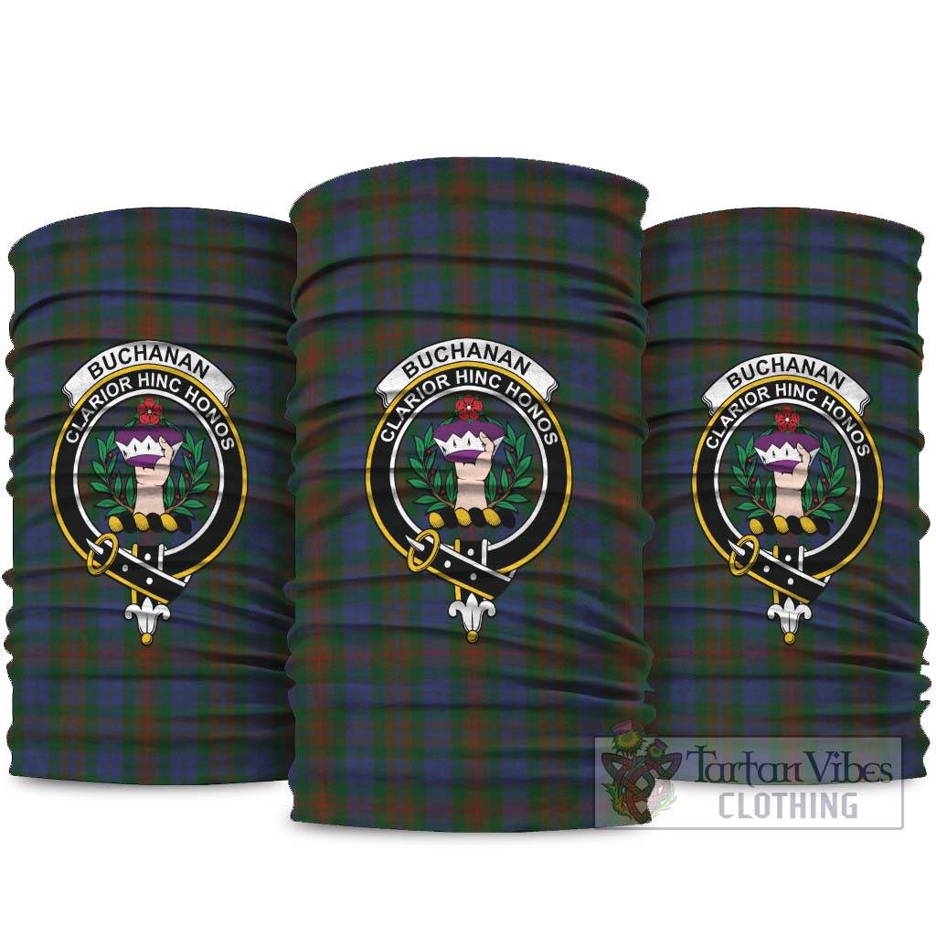 Buchanan Hunting Tartan Neck Gaiters, Tartan Bandanas, Tartan Head Band with Family Crest