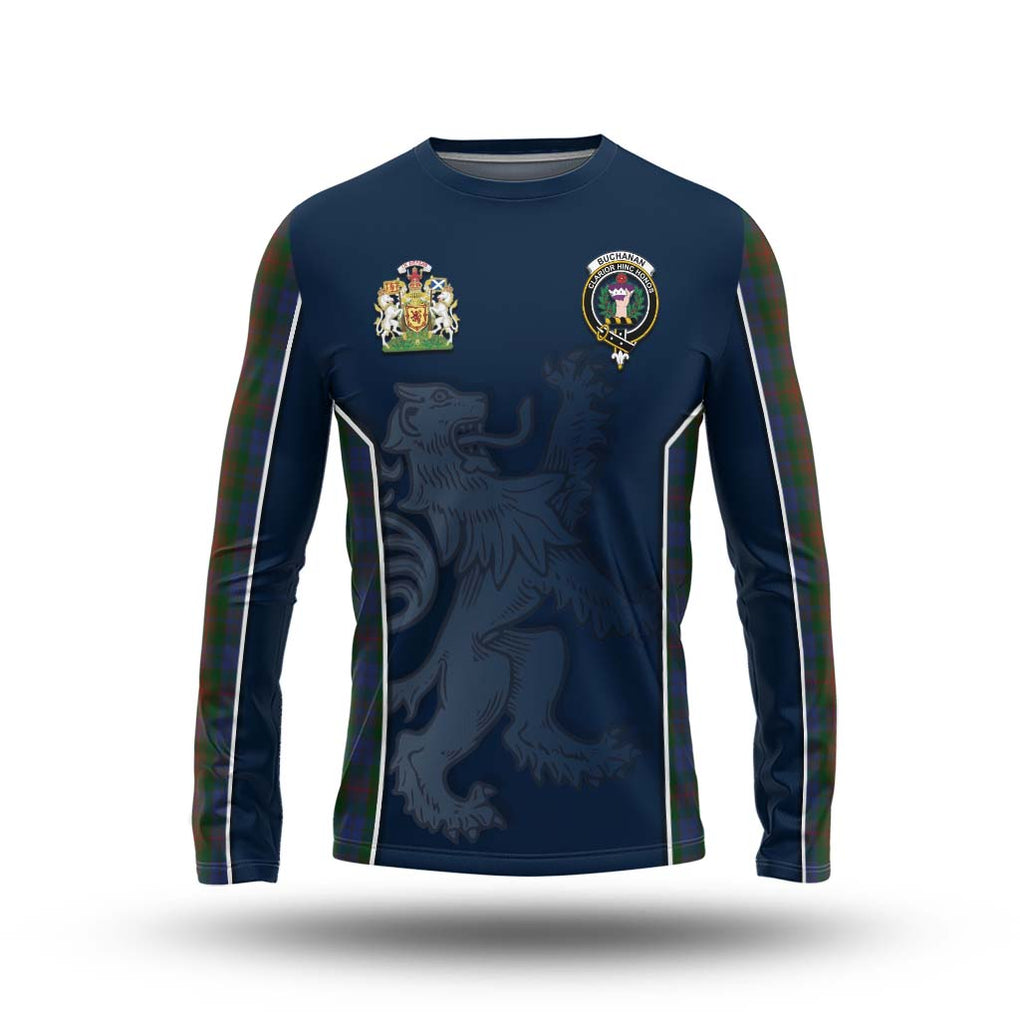 Buchanan Hunting Tartan Long Sleeve T-Shirt with Family Crest and Lion Rampant Vibes Sport Style Unisex - Tartan Vibes Clothing