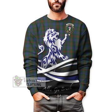 Buchanan Hunting Tartan Sweatshirt with Alba Gu Brath Regal Lion Emblem