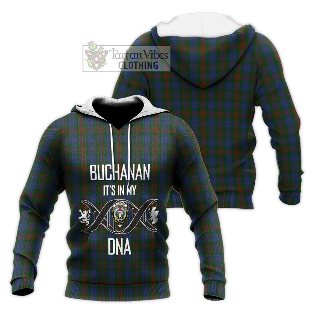 Buchanan Hunting Tartan Knitted Hoodie with Family Crest DNA In Me Style Unisex Knitted Pullover Hoodie - Tartanvibesclothing Shop