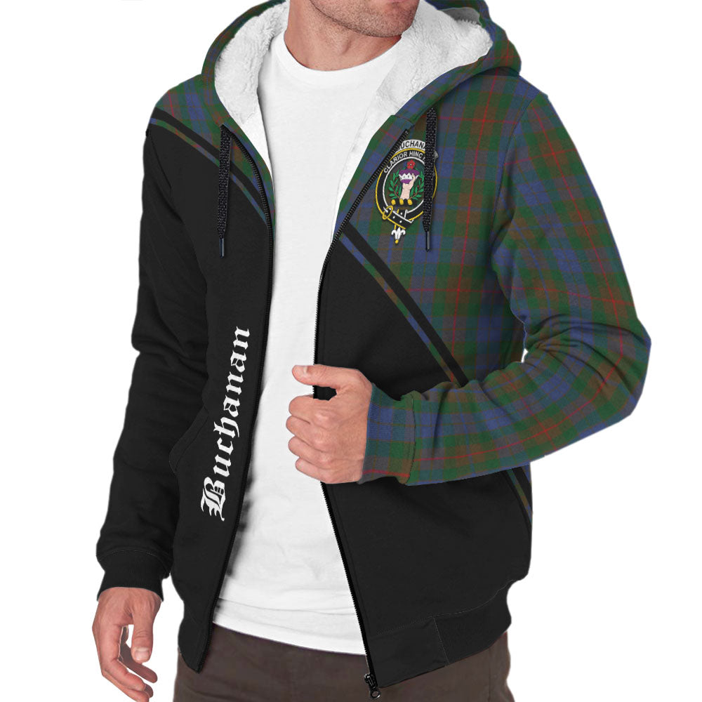 Buchanan Hunting Tartan Sherpa Hoodie with Family Crest Curve Style Unisex - Tartanvibesclothing