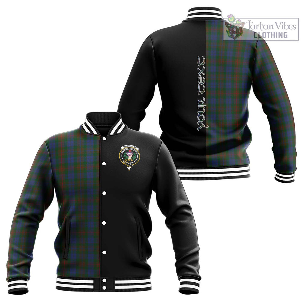 Buchanan Hunting Tartan Baseball Jacket with Family Crest and Half Of Me Style Unisex - Tartanvibesclothing Shop