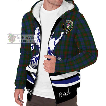 Buchanan Hunting Tartan Sherpa Hoodie with Alba Gu Brath Regal Lion Emblem