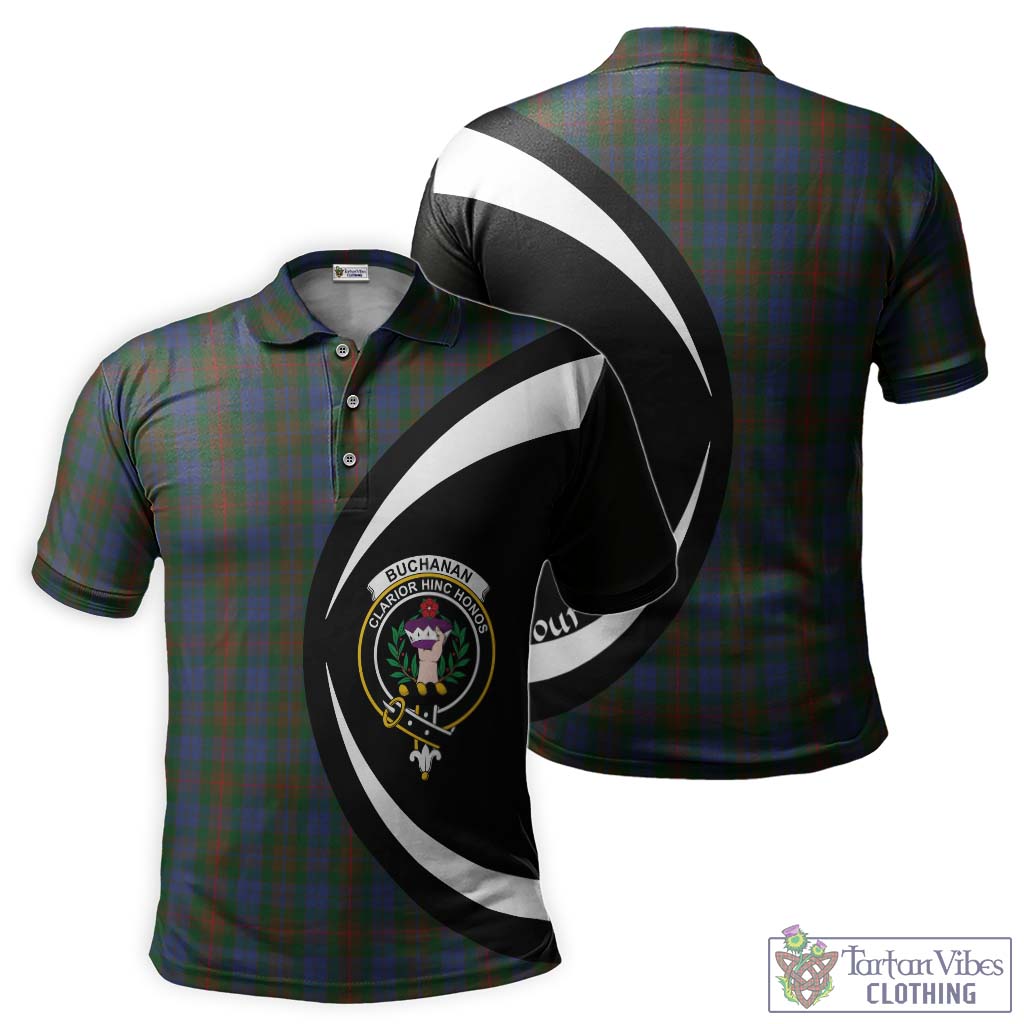 Buchanan Hunting Tartan Men's Polo Shirt with Family Crest Circle Style Kid - Tartan Vibes Clothing