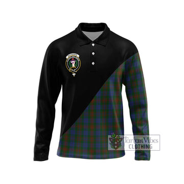 Buchanan Hunting Tartan Long Sleeve Polo Shirt with Family Crest and Military Logo Style