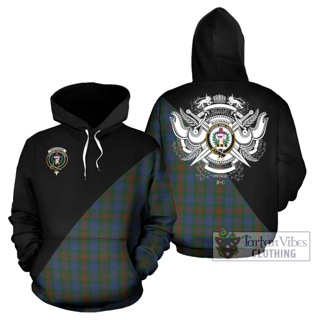 Buchanan Hunting Tartan Hoodie with Family Crest and Military Logo Style Zip Hoodie - Tartanvibesclothing Shop