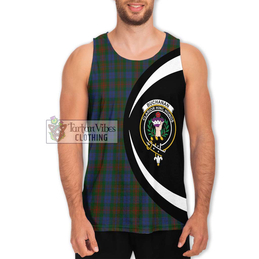 Buchanan Hunting Tartan Men's Tank Top with Family Crest Circle Style Men - Tartan Vibes Clothing