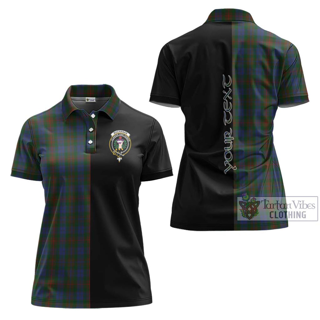 Buchanan Hunting Tartan Women's Polo Shirt with Family Crest and Half Of Me Style Women - Tartanvibesclothing Shop