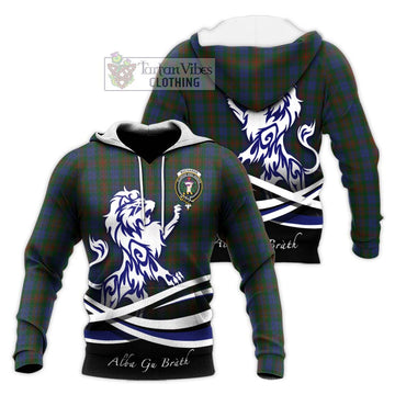 Buchanan Hunting Tartan Knitted Hoodie with Alba Gu Brath Regal Lion Emblem