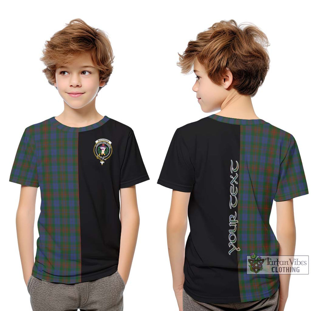 Buchanan Hunting Tartan Kid T-Shirt with Family Crest and Half Of Me Style Youth XL Size14 - Tartanvibesclothing Shop