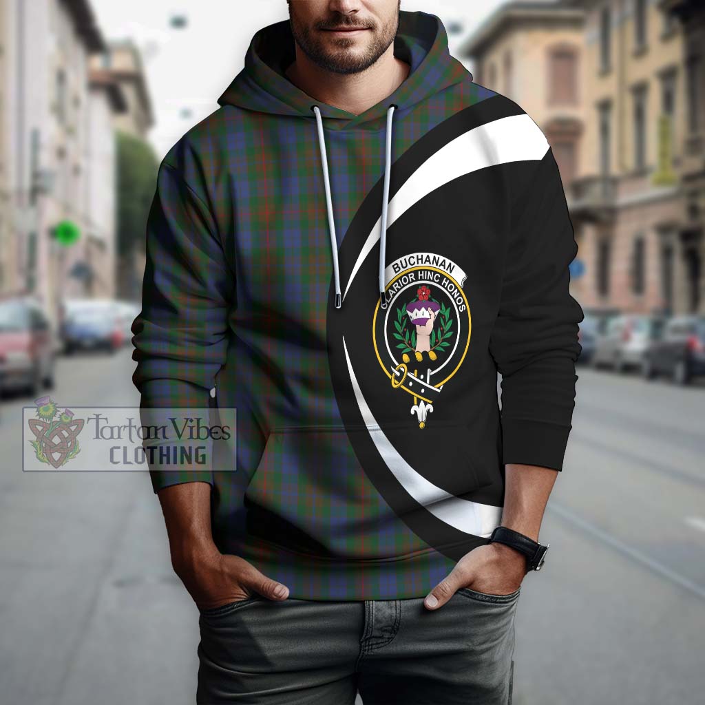 Tartan Vibes Clothing Buchanan Hunting Tartan Hoodie with Family Crest Circle Style