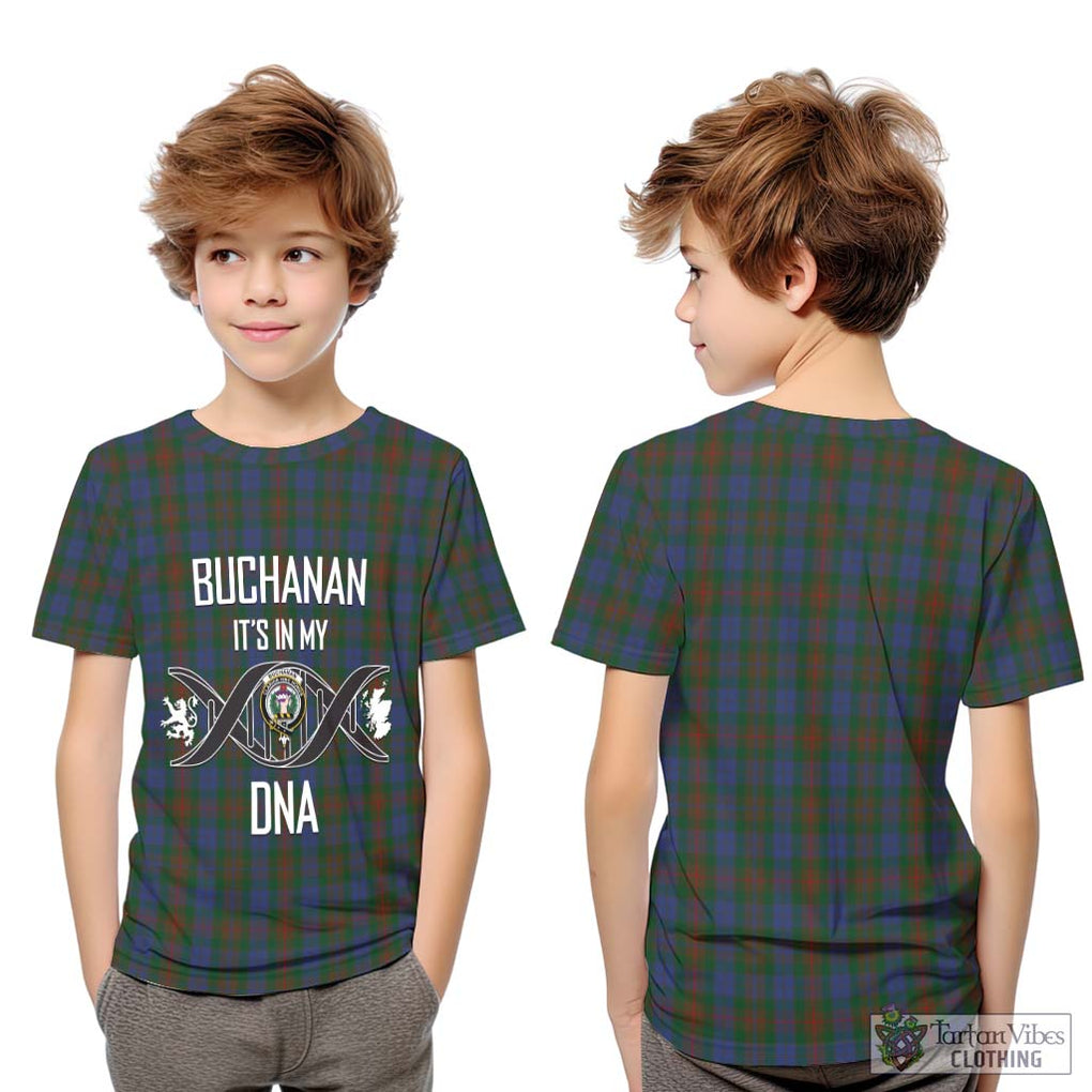 Buchanan Hunting Tartan Kid T-Shirt with Family Crest DNA In Me Style Youth XL Size14 - Tartanvibesclothing Shop