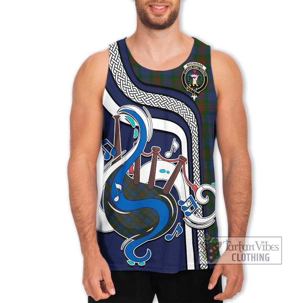 Buchanan Hunting Tartan Men's Tank Top with Epic Bagpipe Style Men - Tartanvibesclothing Shop