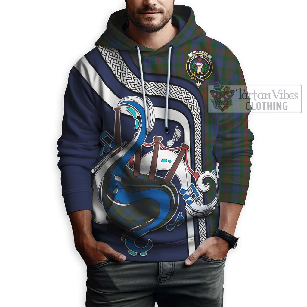 Buchanan Hunting Tartan Hoodie with Epic Bagpipe Style Zip Hoodie - Tartanvibesclothing Shop