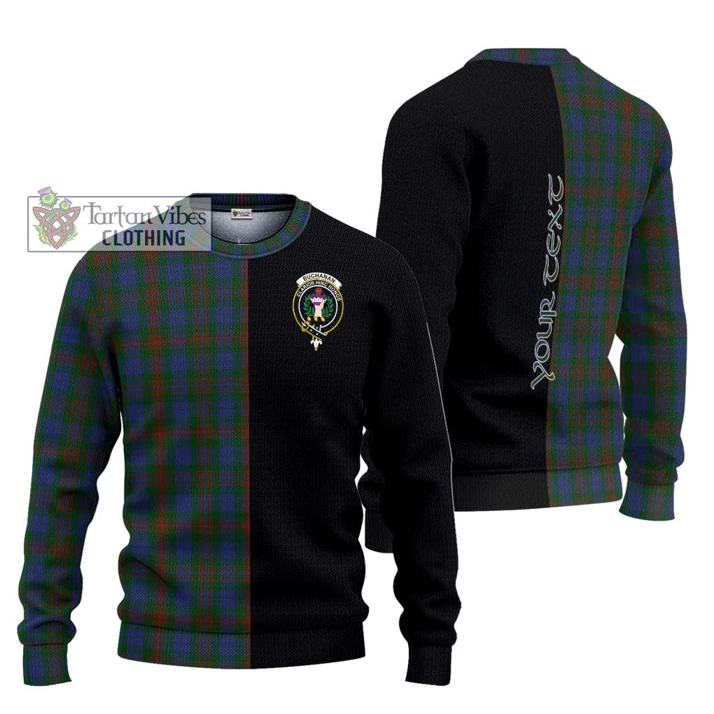 Buchanan Hunting Tartan Knitted Sweater with Family Crest and Half Of Me Style Unisex - Tartanvibesclothing Shop