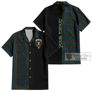 Buchanan Hunting Tartan Short Sleeve Button Shirt with Family Crest and Half Of Me Style