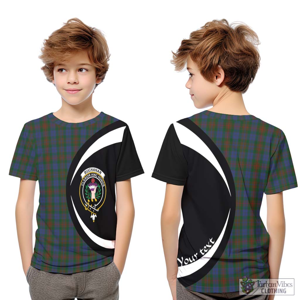 Buchanan Hunting Tartan Kid T-Shirt with Family Crest Circle Style Youth XL Size14 - Tartan Vibes Clothing