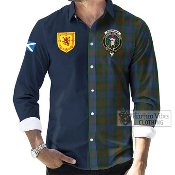 Buchanan Hunting Tartan Long Sleeve Button Shirt Alba with Scottish Lion Royal Arm Half Style