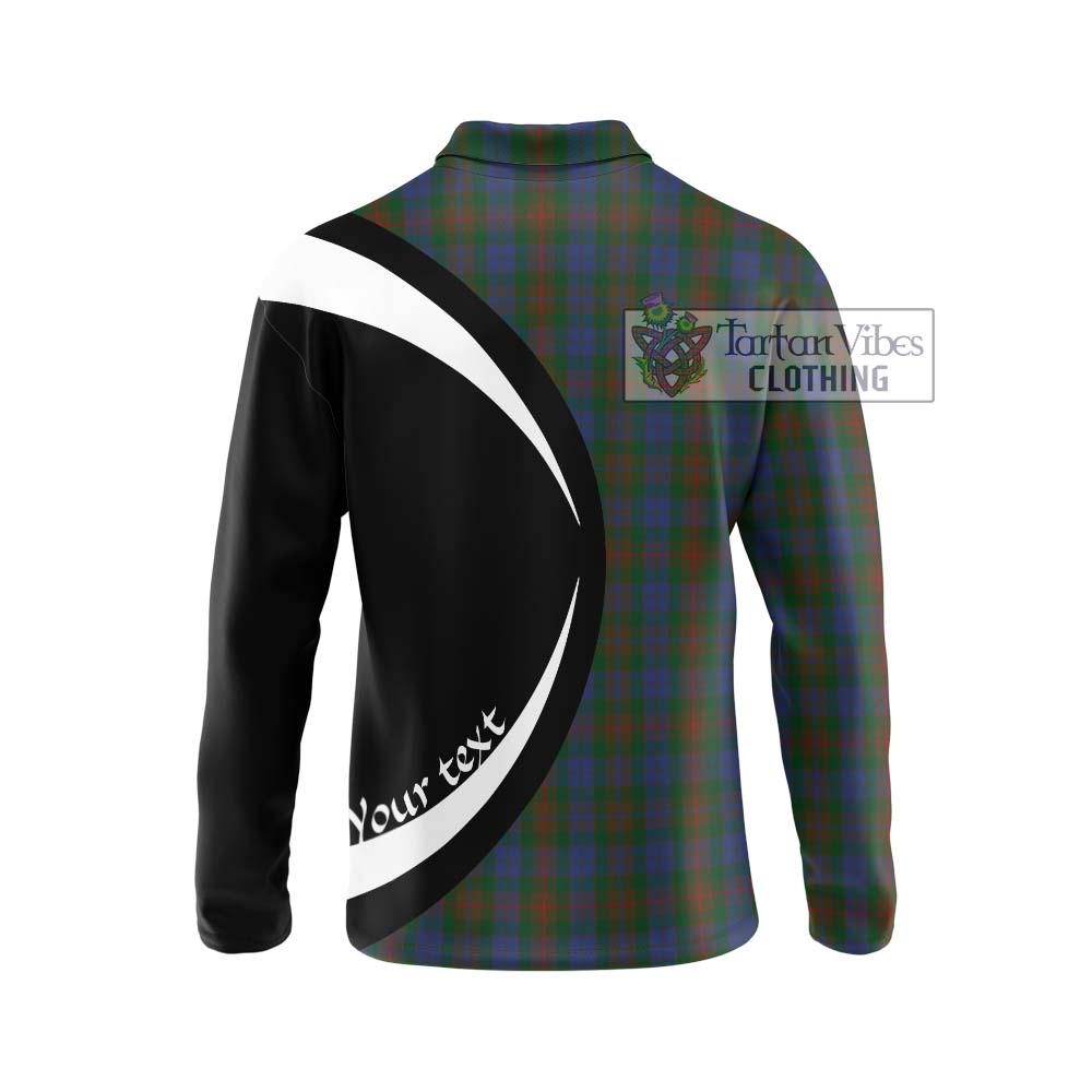 Buchanan Hunting Tartan Long Sleeve Polo Shirt with Family Crest Circle Style - Tartan Vibes Clothing