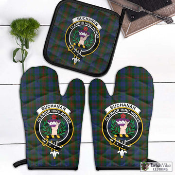 Buchanan Hunting Tartan Combo Oven Mitt & Pot-Holder with Family Crest