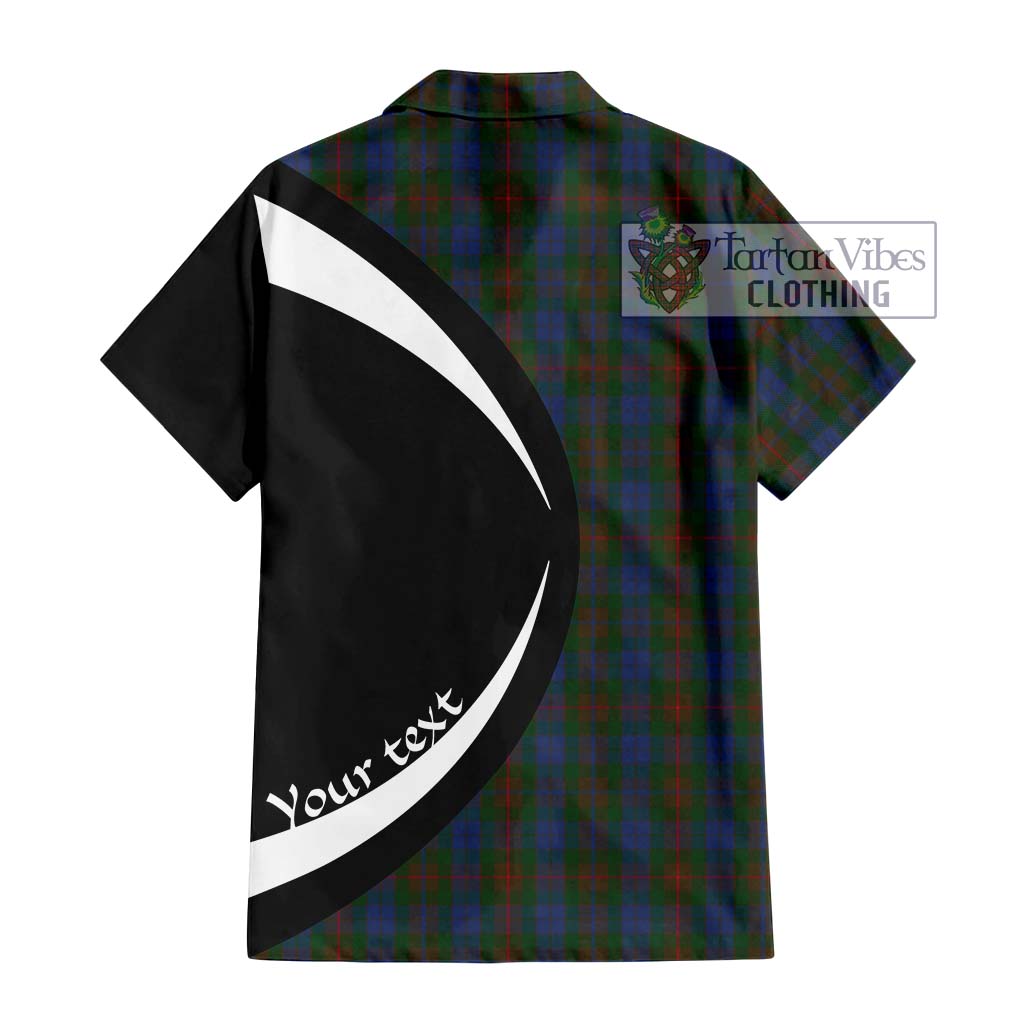 Buchanan Hunting Tartan Short Sleeve Button Up with Family Crest Circle Style - Tartan Vibes Clothing