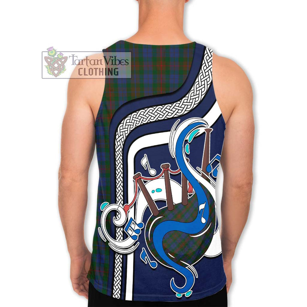 Buchanan Hunting Tartan Men's Tank Top with Epic Bagpipe Style - Tartanvibesclothing Shop