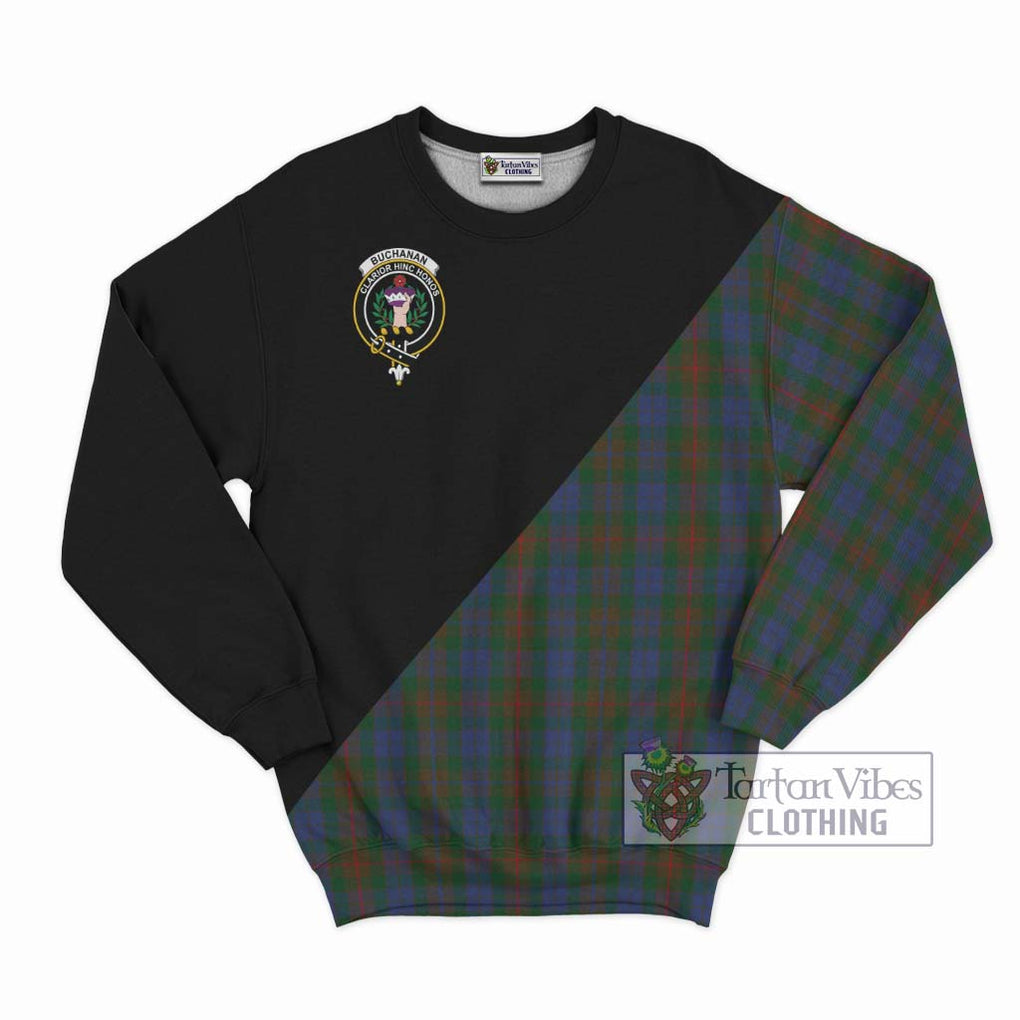 Buchanan Hunting Tartan Sweatshirt with Family Crest and Military Logo Style - Tartanvibesclothing Shop