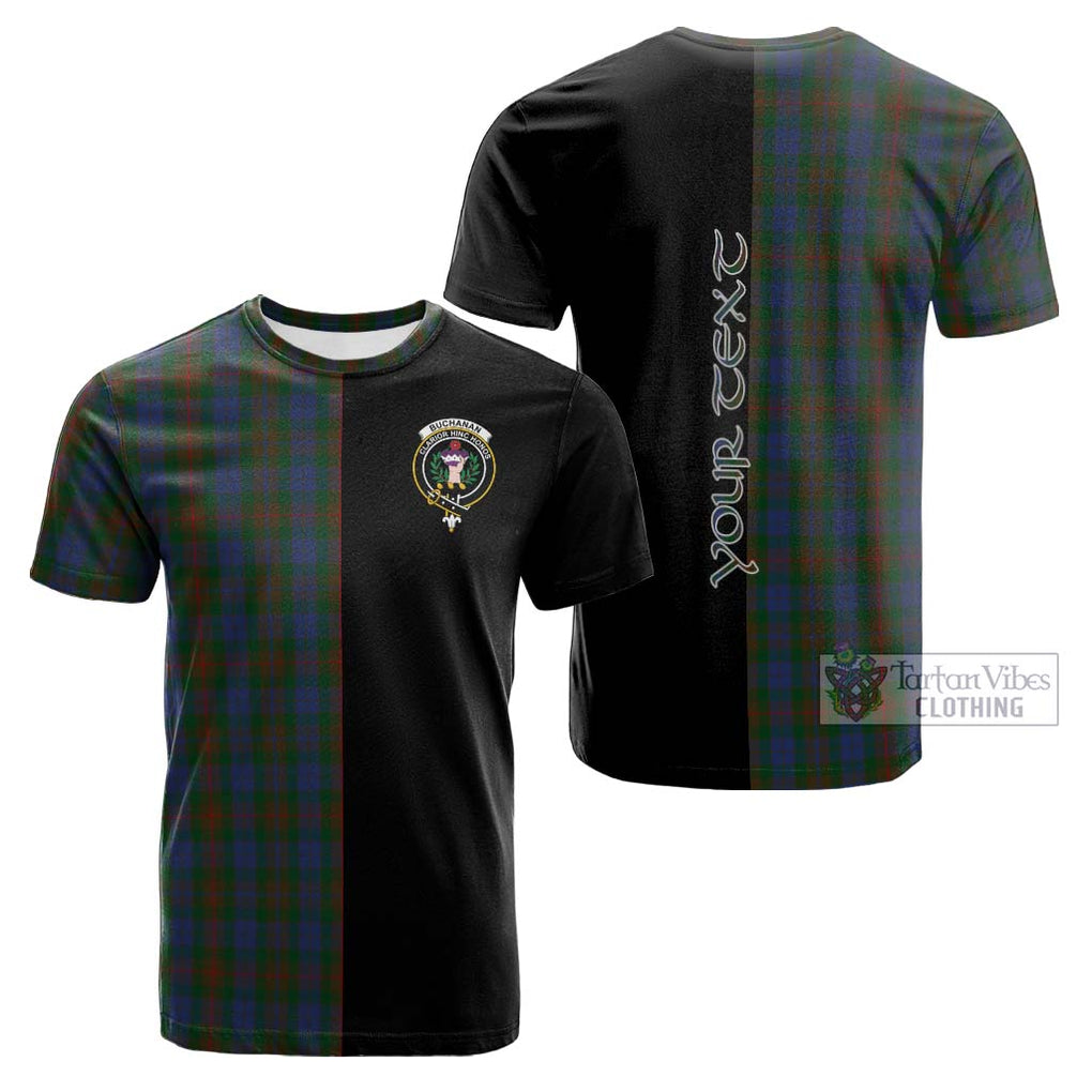 Tartan Vibes Clothing Buchanan Hunting Tartan Cotton T-shirt with Family Crest and Half Of Me Style