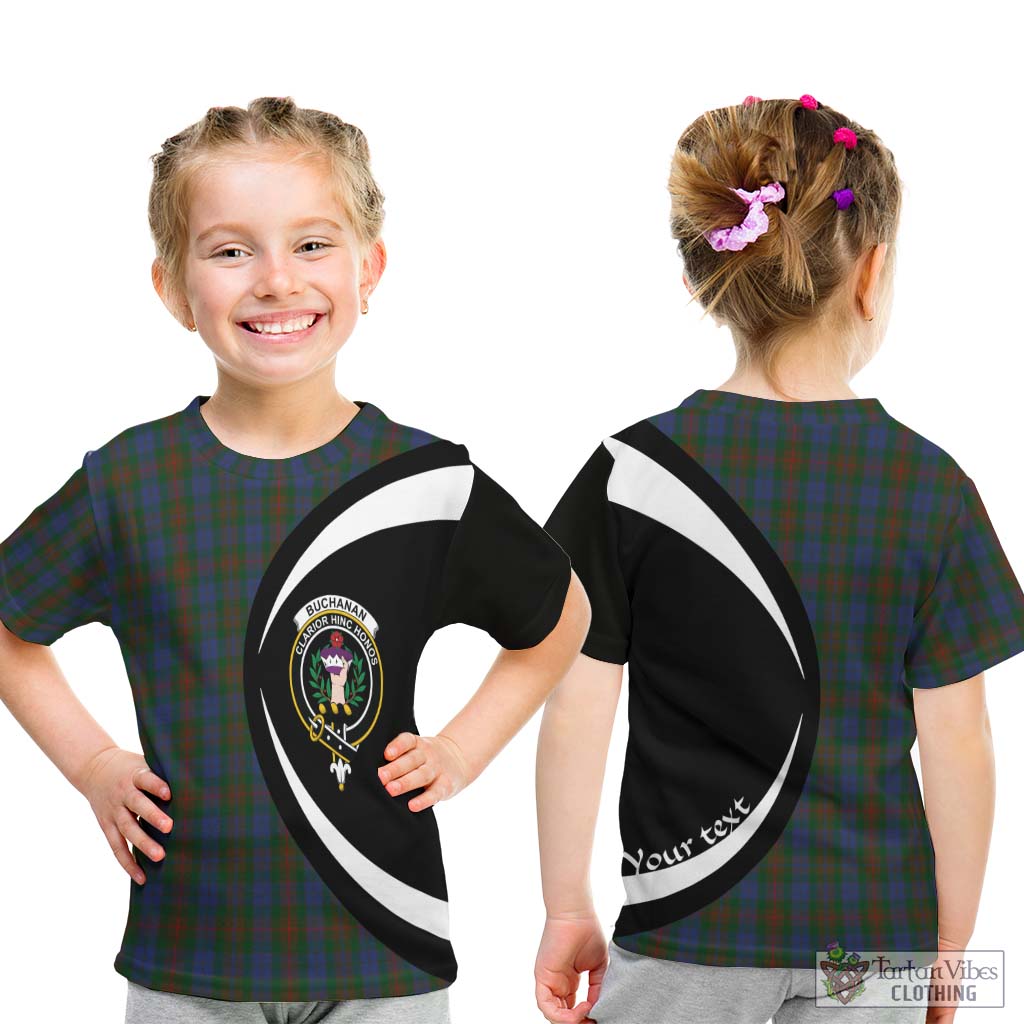 Buchanan Hunting Tartan Kid T-Shirt with Family Crest Circle Style - Tartan Vibes Clothing