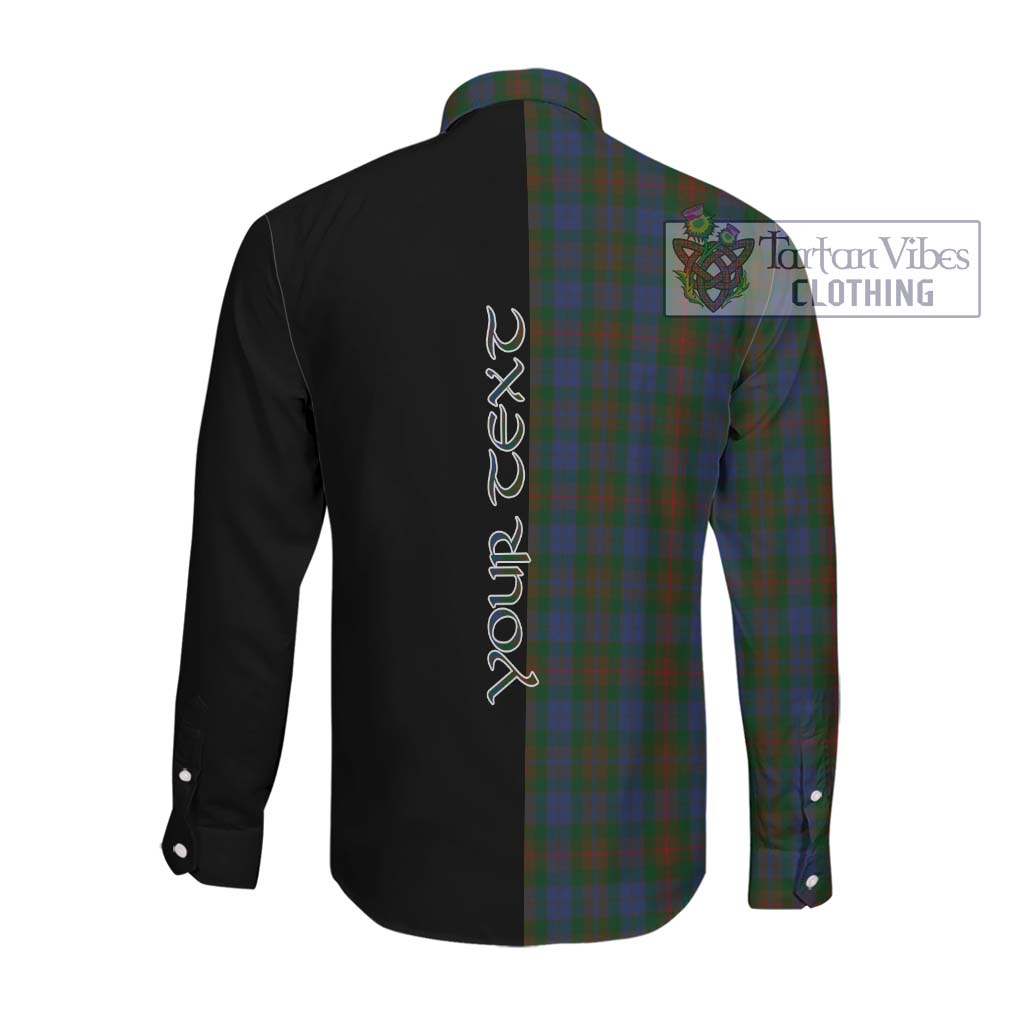 Buchanan Hunting Tartan Long Sleeve Button Shirt with Family Crest and Half Of Me Style Men's Shirt - Tartanvibesclothing Shop