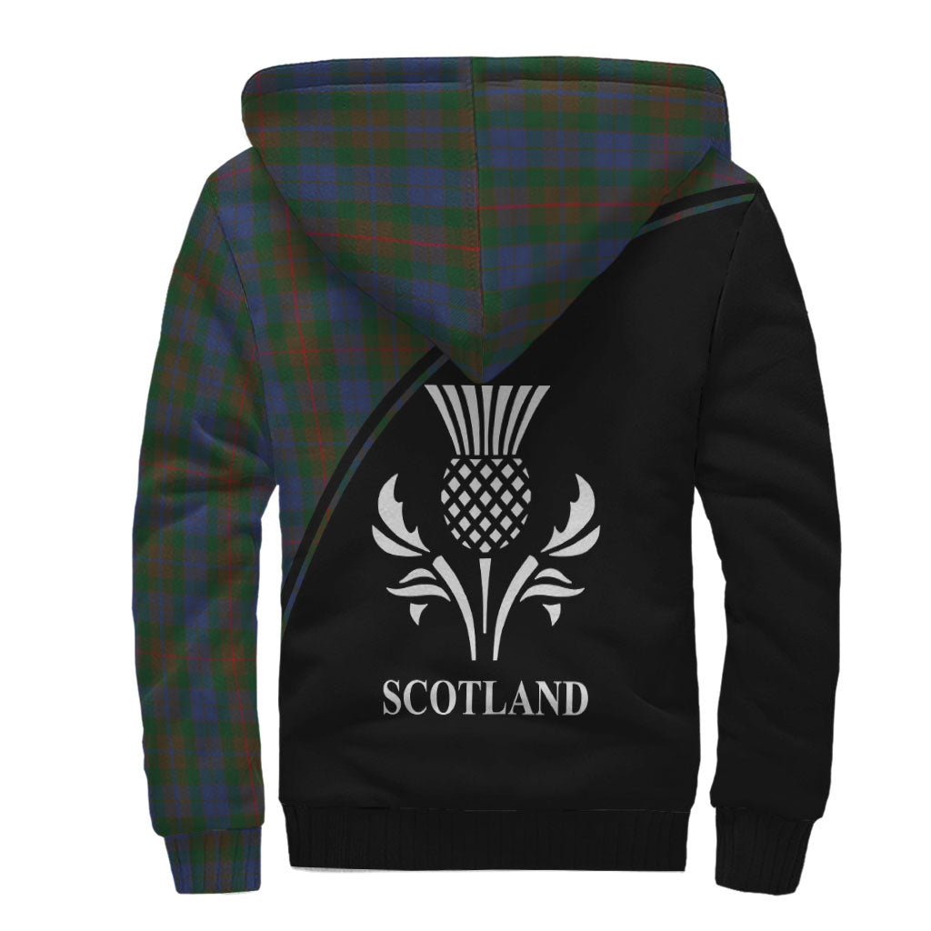 Buchanan Hunting Tartan Sherpa Hoodie with Family Crest Curve Style - Tartanvibesclothing