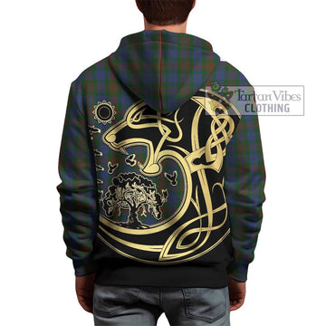 Buchanan Hunting Tartan Hoodie with Family Crest Celtic Wolf Style