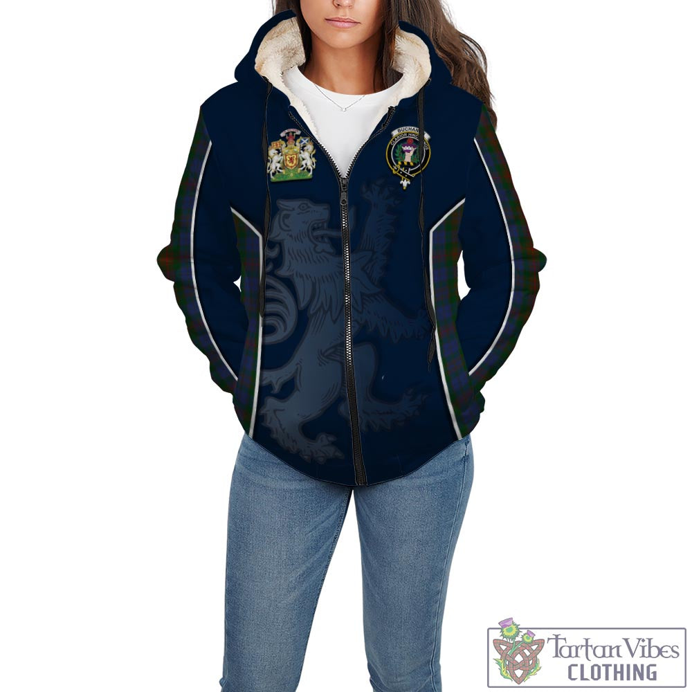 Tartan Vibes Clothing Buchanan Hunting Tartan Sherpa Hoodie with Family Crest and Lion Rampant Vibes Sport Style