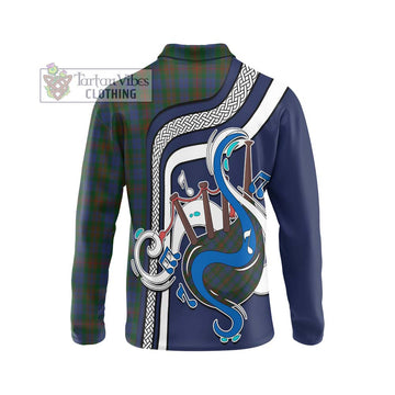 Buchanan Hunting Tartan Long Sleeve Polo Shirt with Epic Bagpipe Style