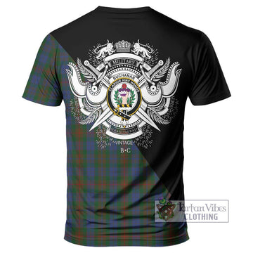 Buchanan Hunting Tartan T-Shirt with Family Crest and Military Logo Style