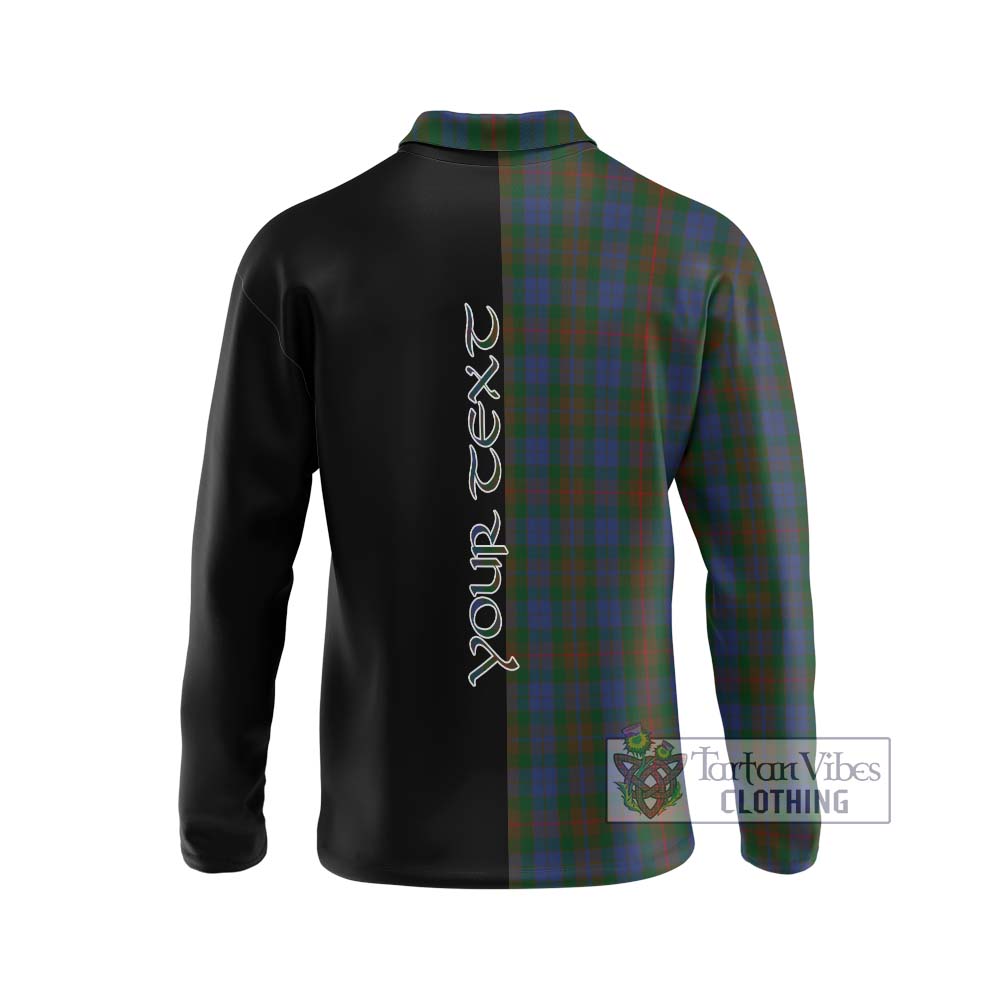 Buchanan Hunting Tartan Long Sleeve Polo Shirt with Family Crest and Half Of Me Style - Tartanvibesclothing Shop