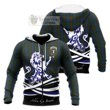 Buchanan Hunting Tartan Knitted Hoodie with Alba Gu Brath Regal Lion Emblem