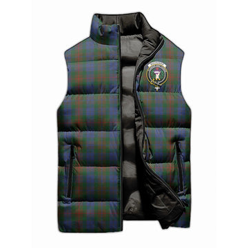 Buchanan Hunting Tartan Sleeveless Puffer Jacket with Family Crest