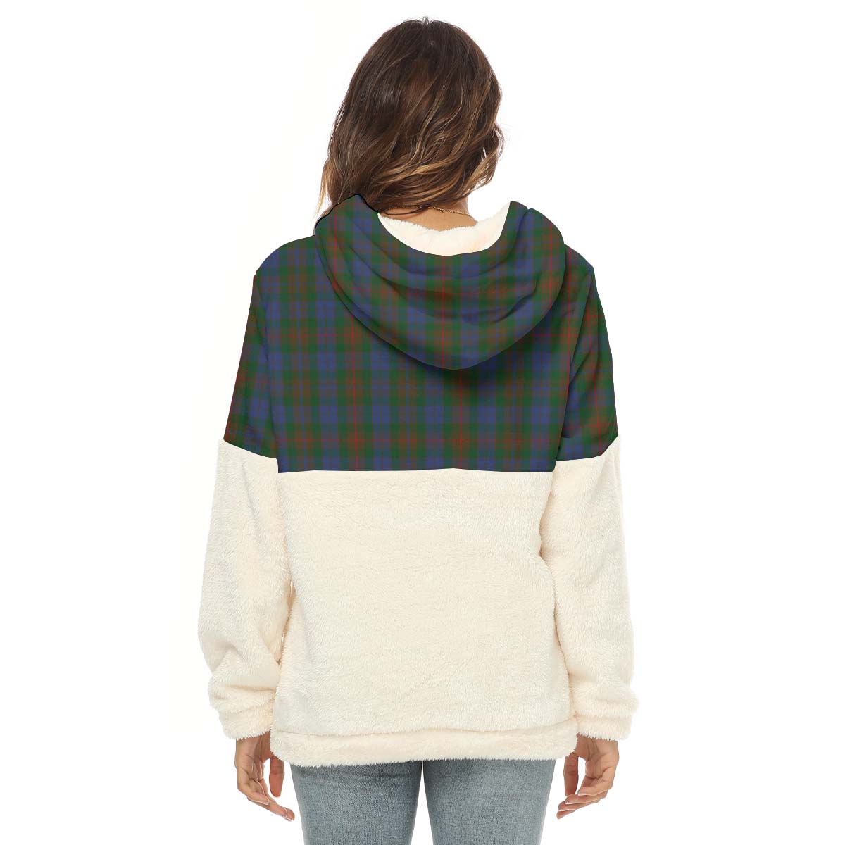 Buchanan Hunting Tartan Women's Borg Fleece Hoodie With Half Zip - Tartan Vibes Clothing