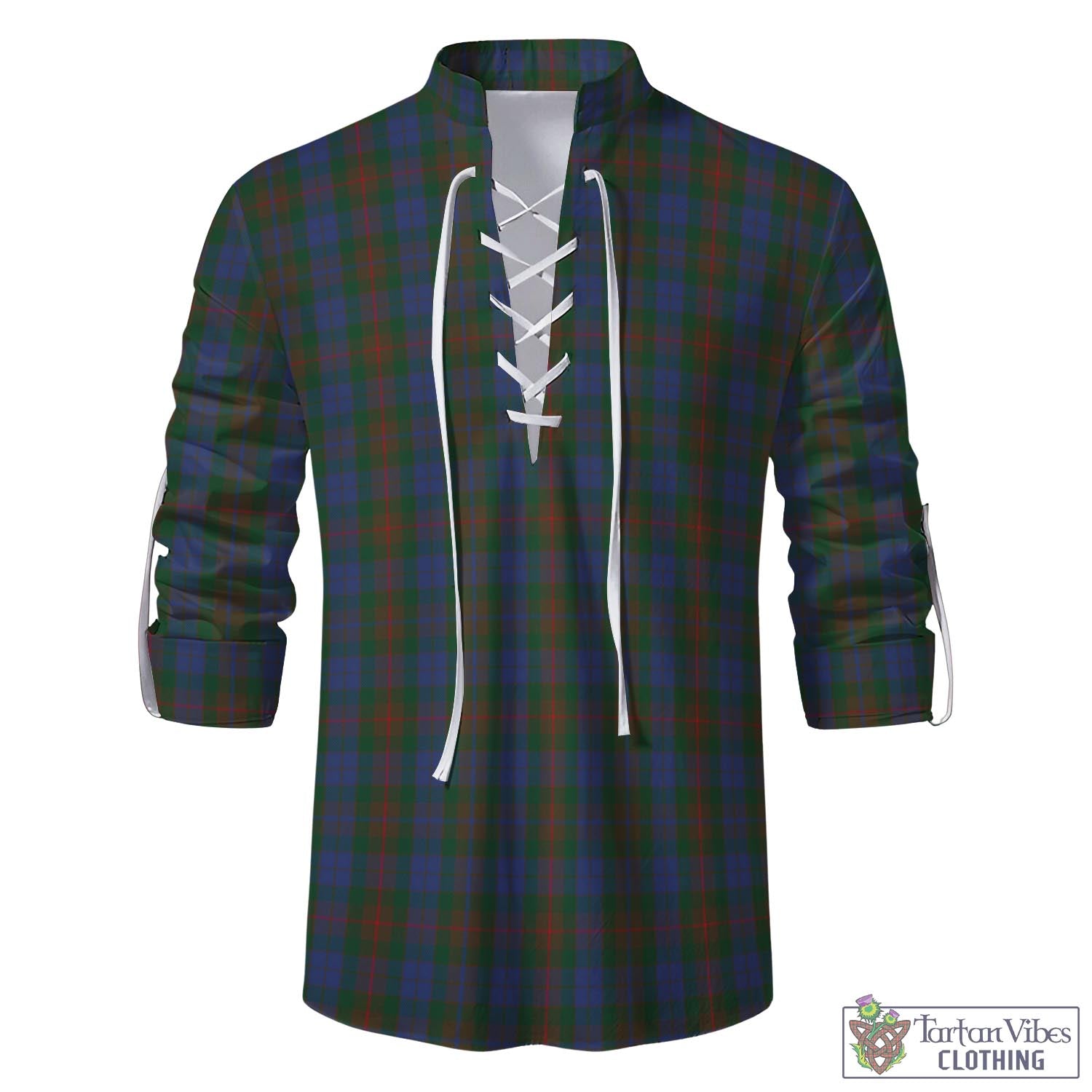 Tartan Vibes Clothing Buchanan Hunting Tartan Men's Scottish Traditional Jacobite Ghillie Kilt Shirt