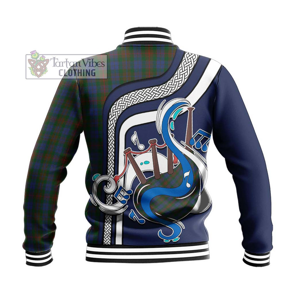 Tartan Vibes Clothing Buchanan Hunting Tartan Baseball Jacket with Epic Bagpipe Style