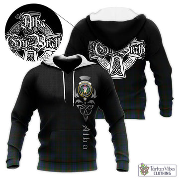 Buchanan Hunting Tartan Knitted Hoodie Featuring Alba Gu Brath Family Crest Celtic Inspired