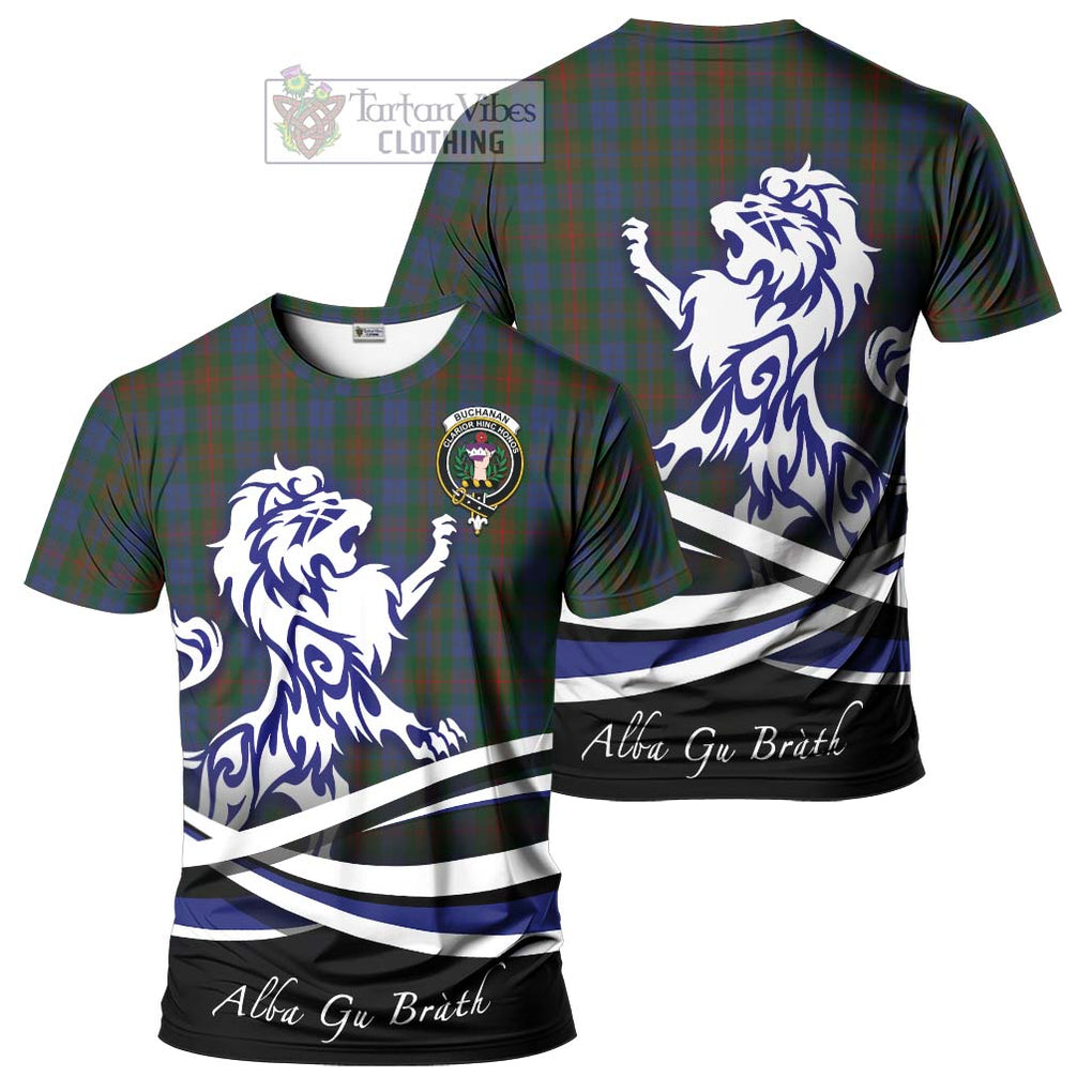 Tartan Vibes Clothing Buchanan Hunting Tartan Cotton T-shirt with Alba Gu Brath Regal Lion Emblem