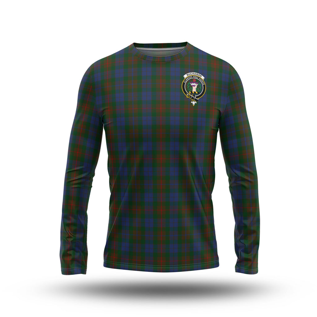 Buchanan Hunting Tartan Long Sleeve T-Shirt with Family Crest - Tartanvibesclothing